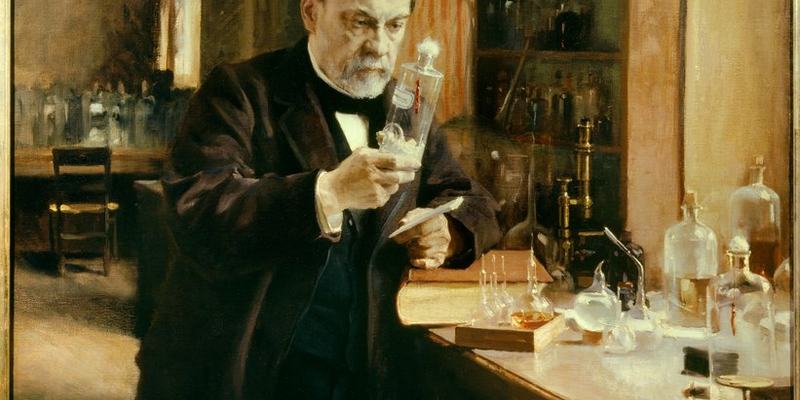 Pasteur dans son laboraoire de Albert EdelFelt 1885